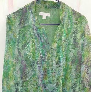 Green watercolor look blouse